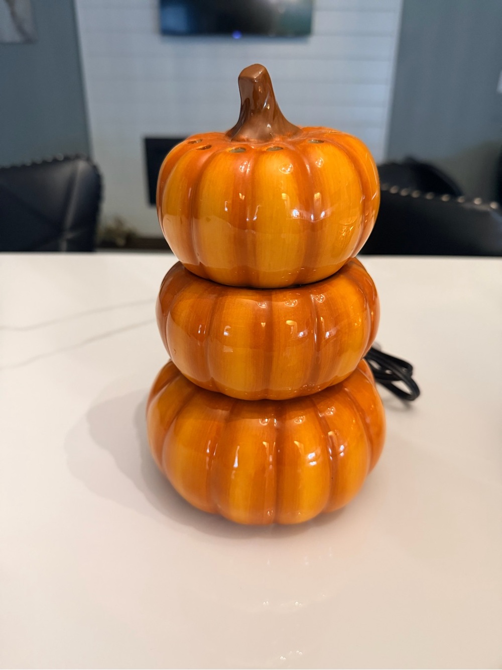 Scentsy Stacked Pumpkin Ceramic Wax Warmer Orange Fall Halloween Decor